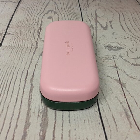 Kate Spade New York Eyeglass Sunglass Hard Case Pink Green With Cloth - Picture 3 of 11